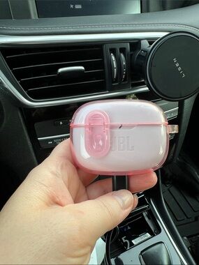JBL earbuds and Pink Transparent Earbud Case Cover